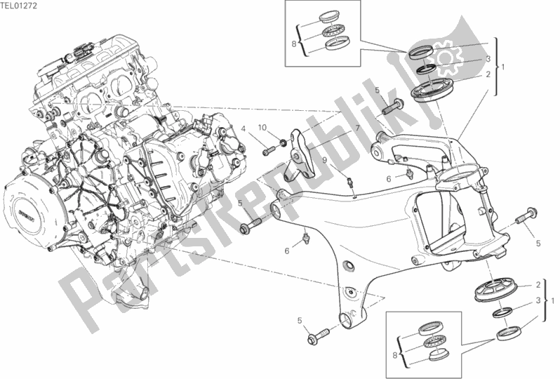 All parts for the Frame of the Ducati Superbike Panigale V4 S Thailand 1100 2019